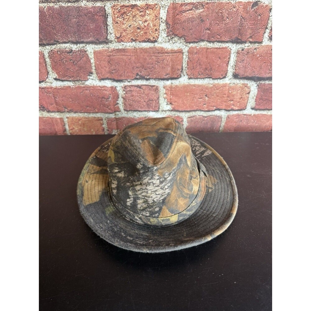 Vintage Realtree Style Camo Fedora Hat L Outdoor Cap Co Hunting USA Made